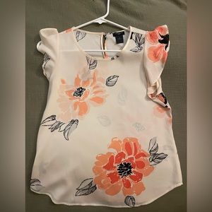 Ann Taylor Floral Blouse Short Sleeve